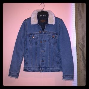 Denim Sherpa/fur jacket (XS) (Unisex)